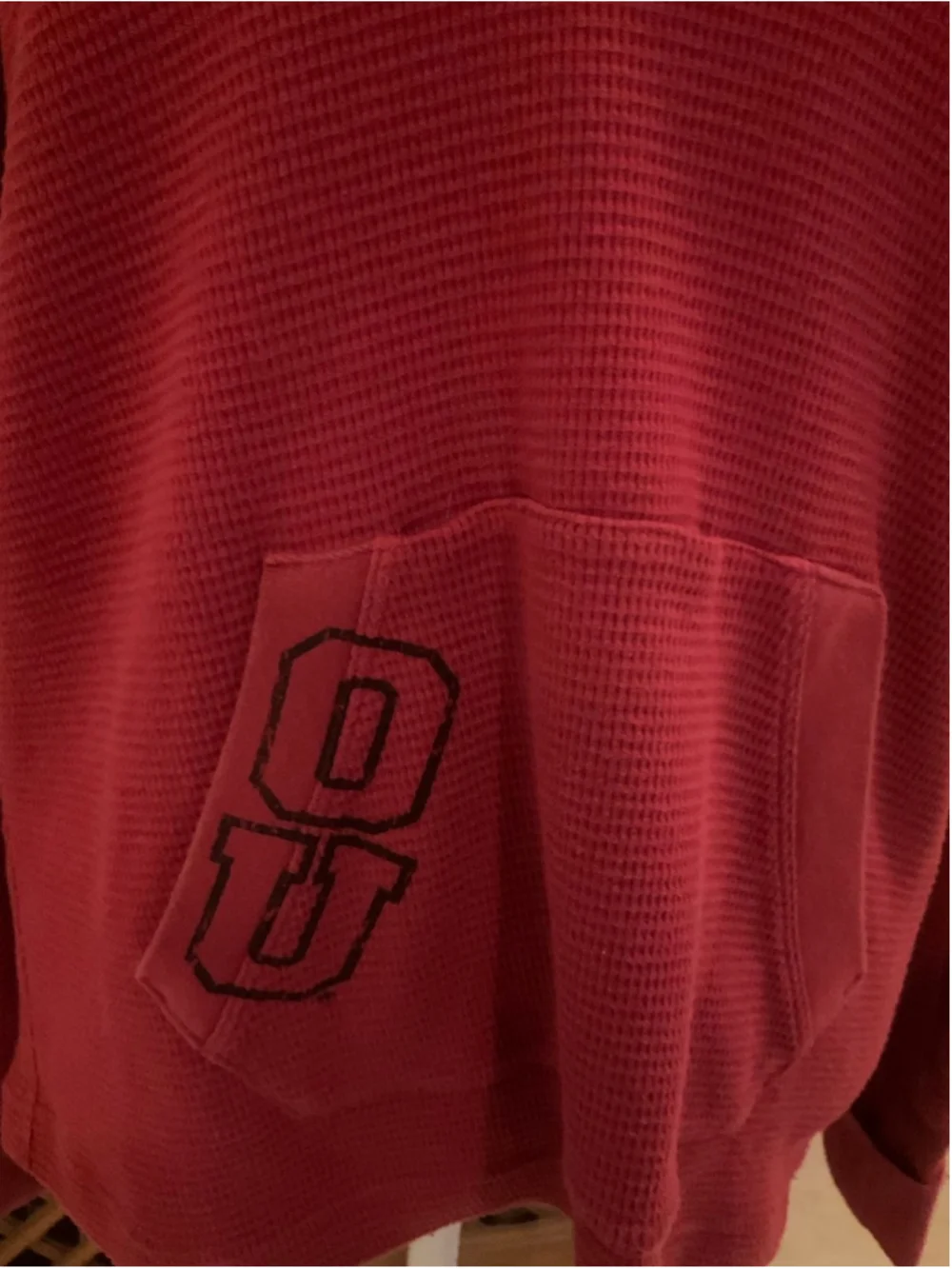 Nike Team Oklahoma Sooners OU Thermal Hoodie Pullover Women’s Large Red Waffle K